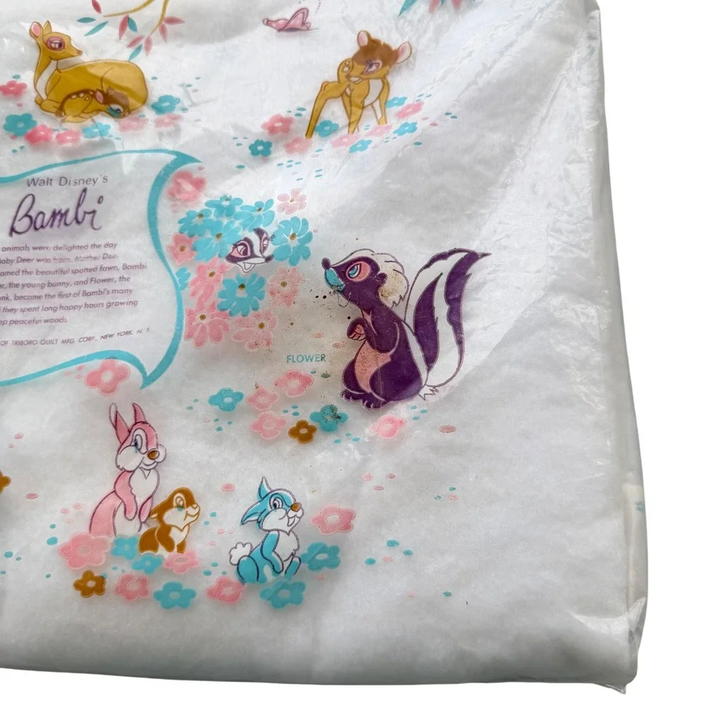 Vintage Walt Disney Bambi Baby Blanket Triboro NOS Satin Trim Nursery 1960s/70s